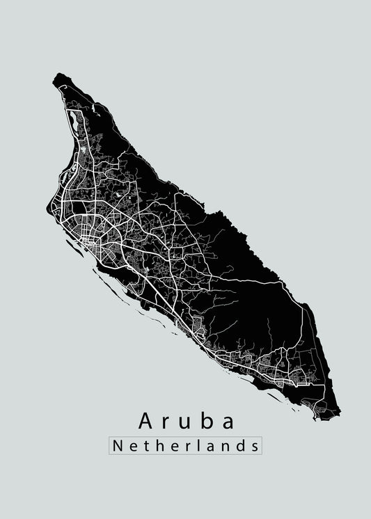 Aruba Netherlands Island Map black