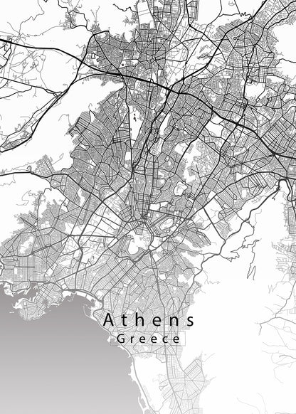 Athens Greece City Map white