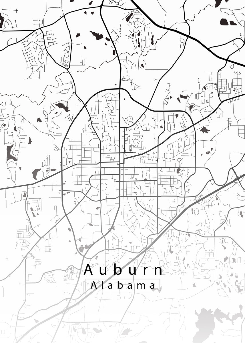 Auburn Alabama City Map white