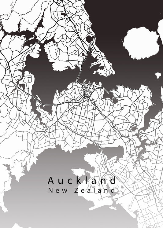 Auckland New Zealand City Map white