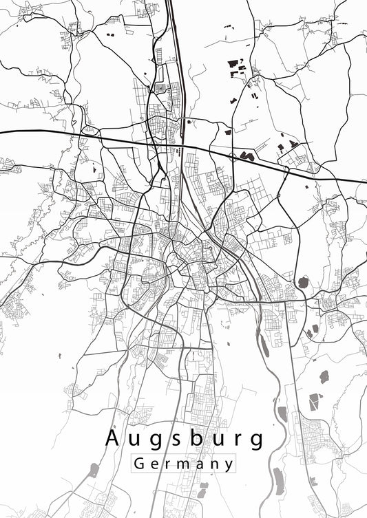 Augsburg Germany City Map white