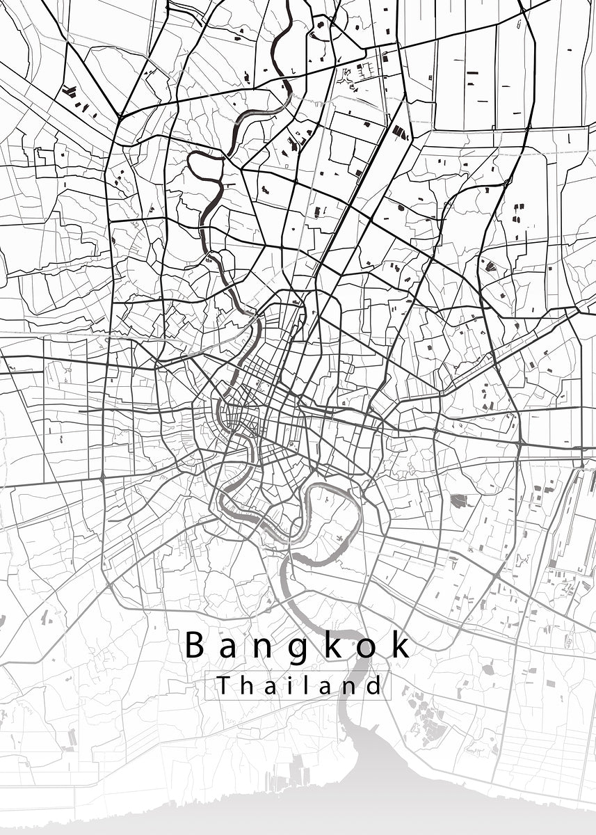 Bangkok Thailand City Map white