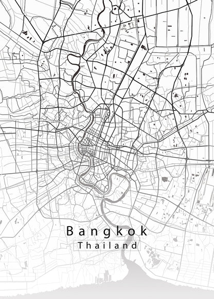 Bangkok Thailand City Map white