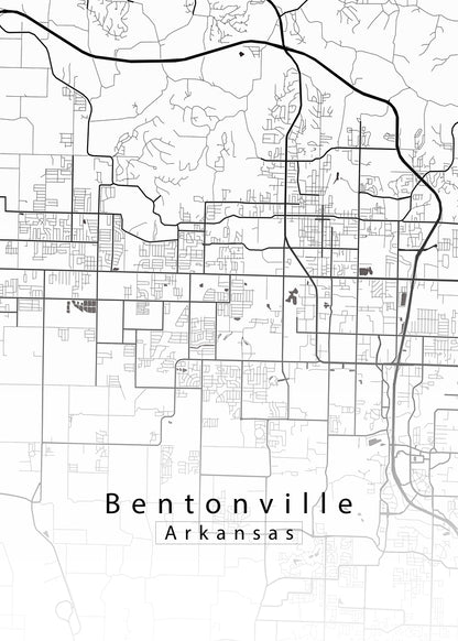 Bentonville Arkansas City Map white