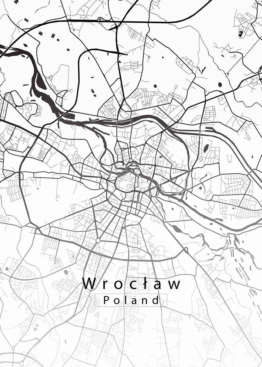 Wroclaw Poland City Map white