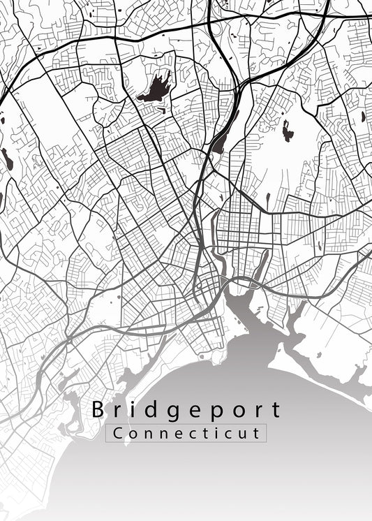 Bridgeport Connecticut City Map white