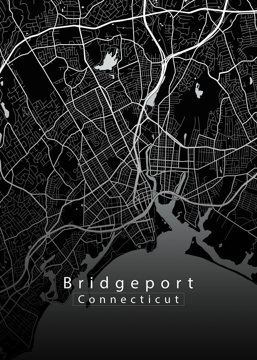 Bridgeport Connecticut City Map black