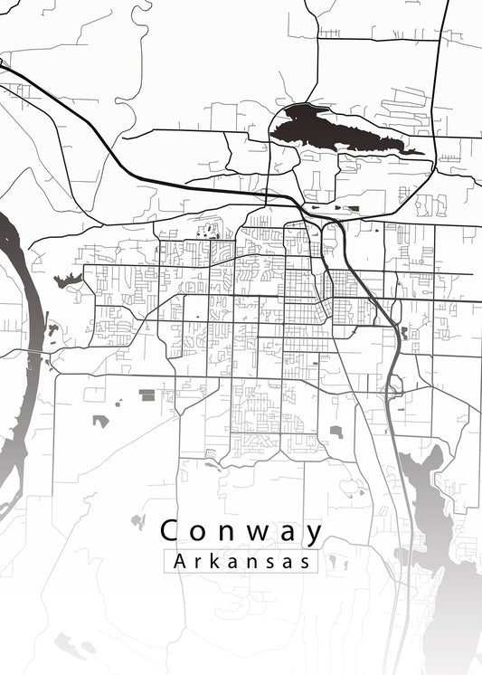 Conway Arkansas City Map white