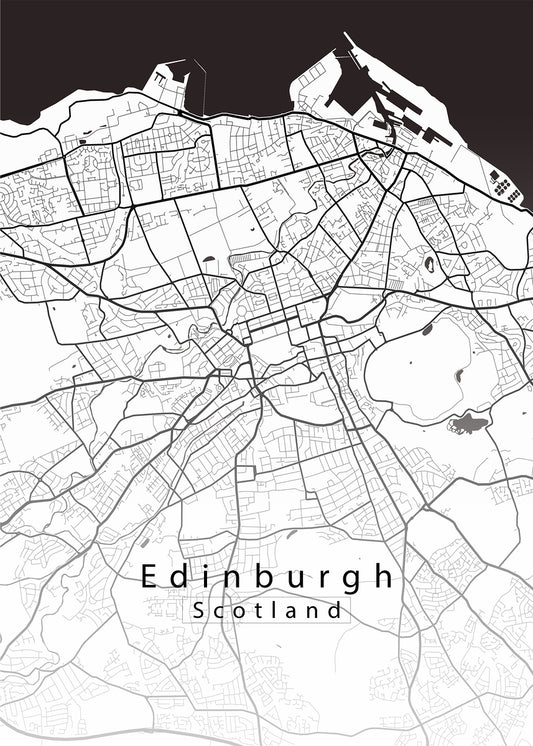 Edinburgh Scotland City Map white