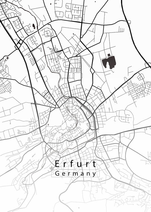 Erfurt Germany City Map white