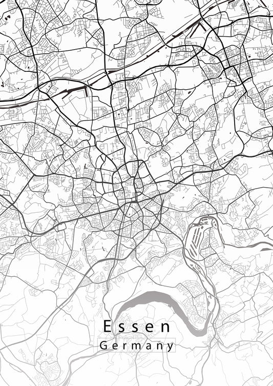 Essen Germany City Map white