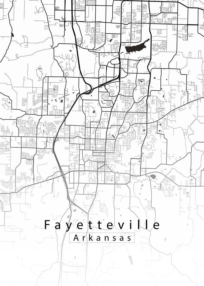 Fayetteville Arkansas City Map white