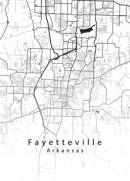 Fayetteville Arkansas City Map white