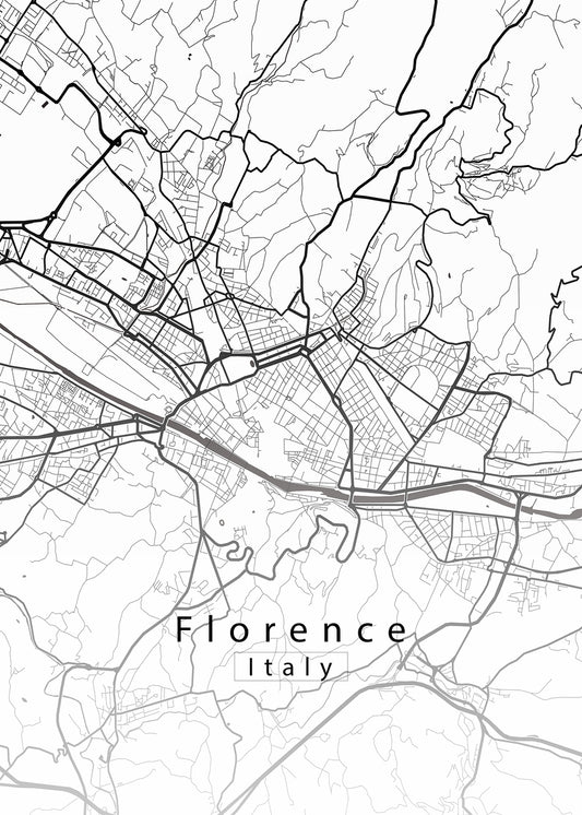 Florence Italy City Map white