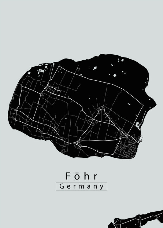 Fohr Germany Island Map black