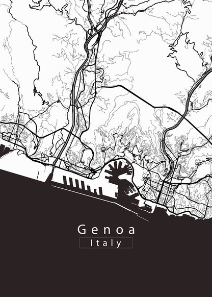 Genoa Italy City Map white