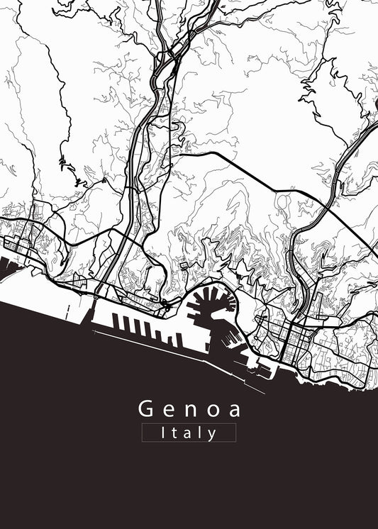 Genoa Italy City Map white