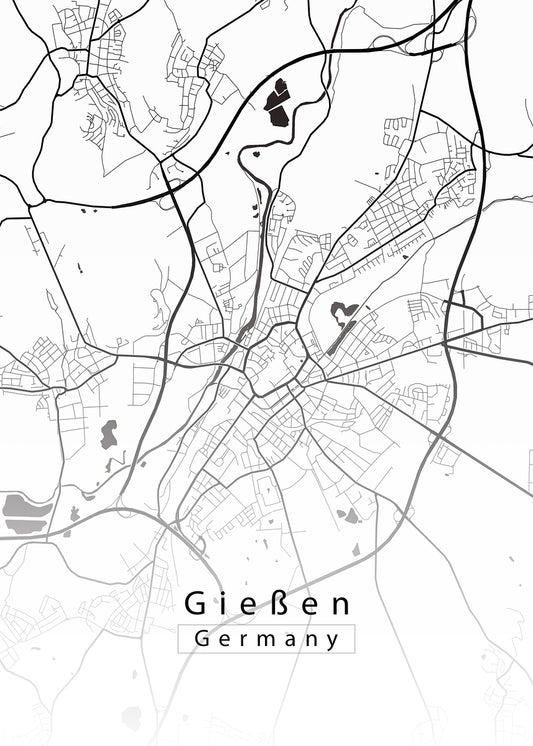 Giessen Germany City Map white