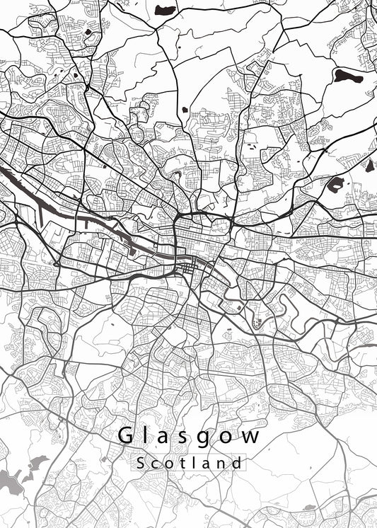 Glasgow Scotland City Map white