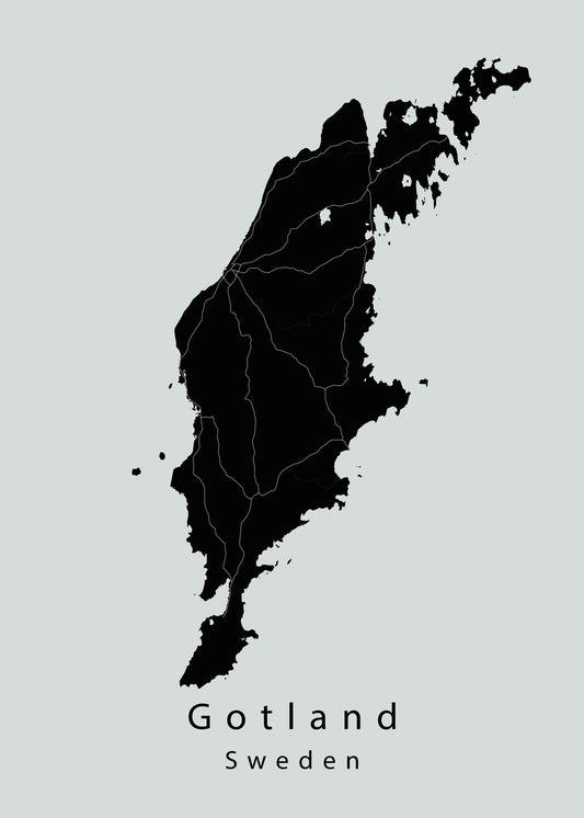 Gotland Sweden Island Map black