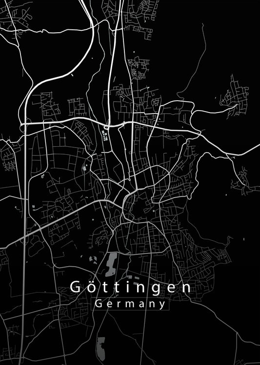 Gottingen Germany City Map black