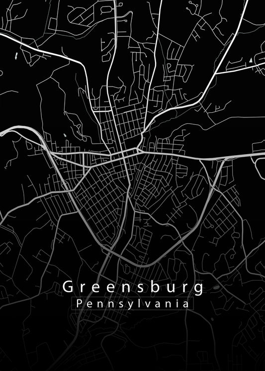 Greensburg Pennsylvania City Map black