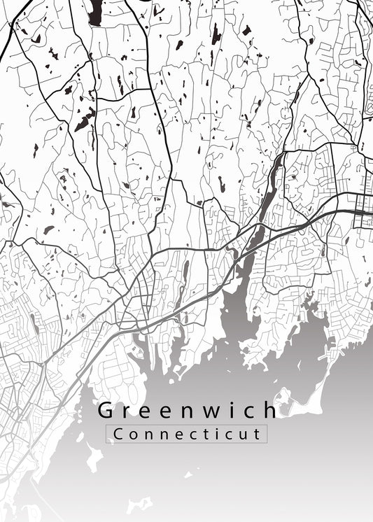 Greenwich Connecticut City Map white