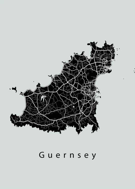 Guernsey Island Map black