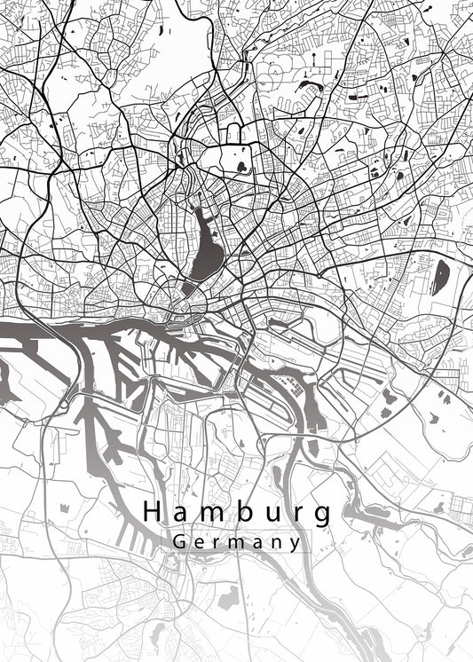 Hamburg Germany City Map white