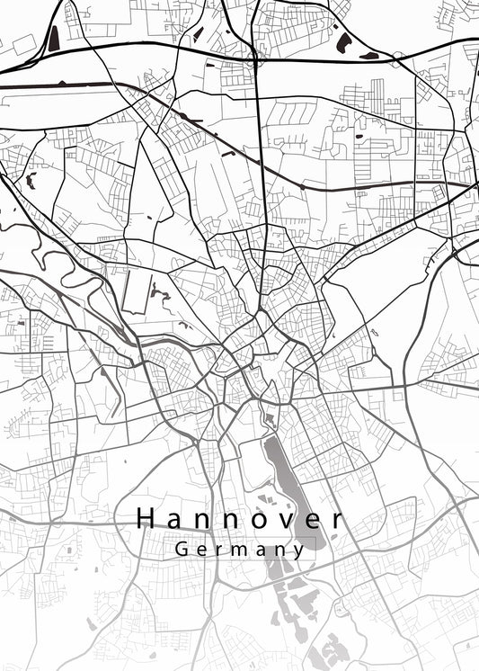 Hannover Germany City Map white