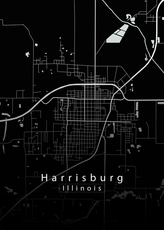 Harrisburg Illinois City Map black