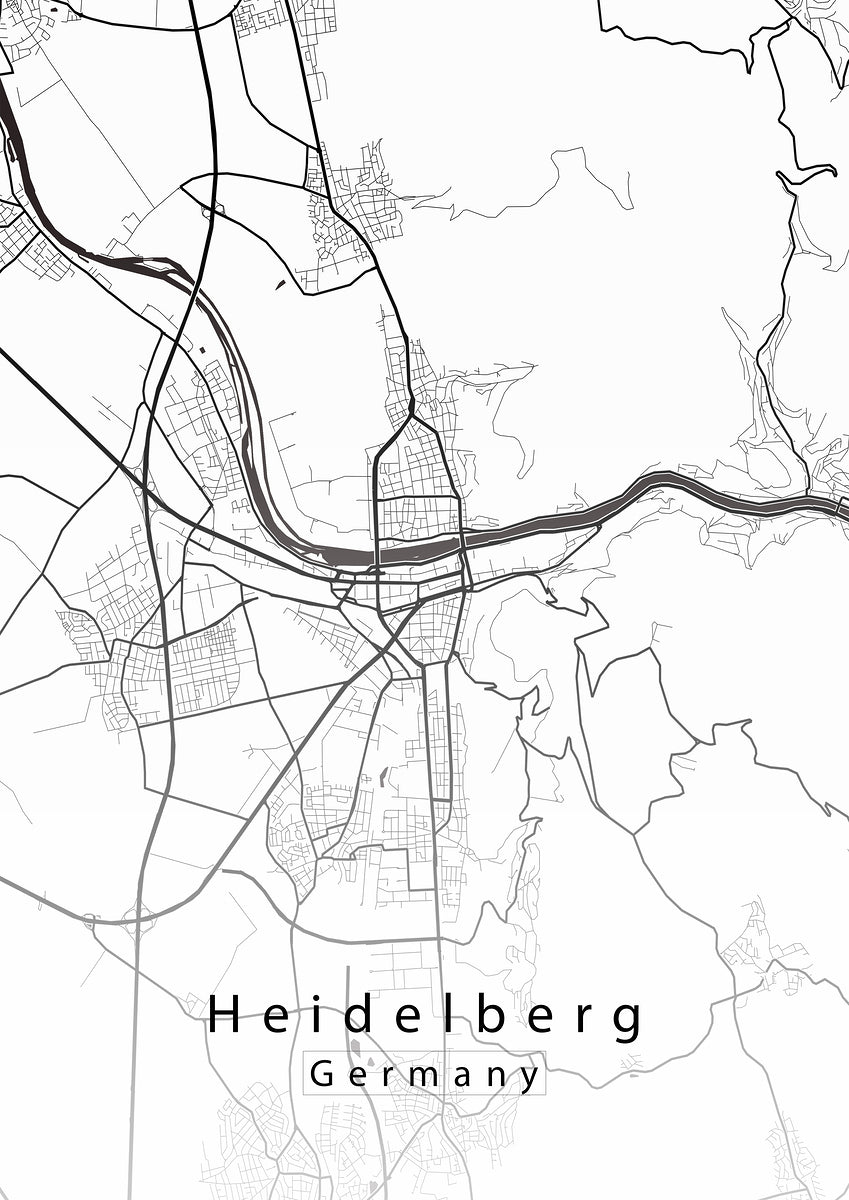 Heidelberg Germany City Map white