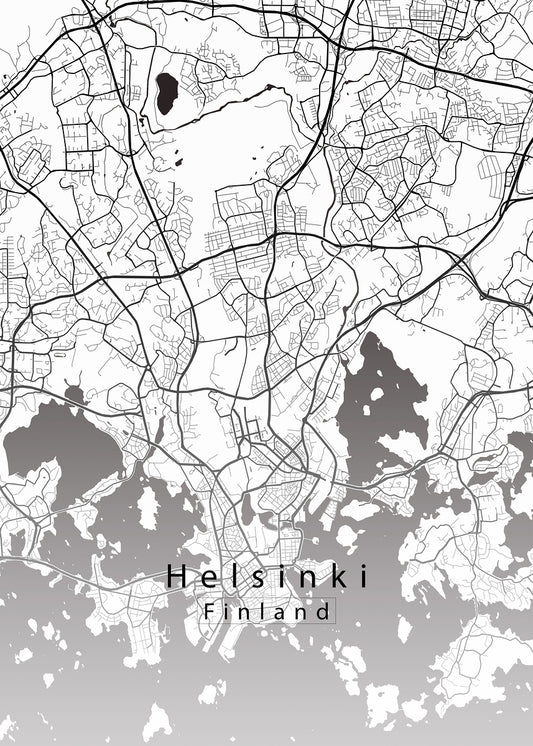 Helsinki Finland City Map white