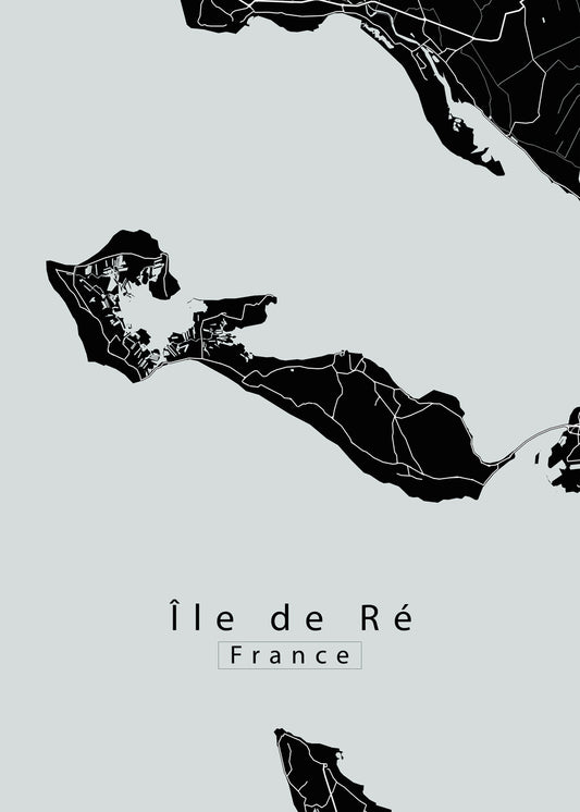 Ile de Re France Island Map black