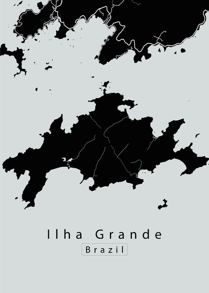 Ilha Grande Brazil Island Map black