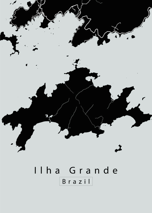 Ilha Grande Brazil Island Map black