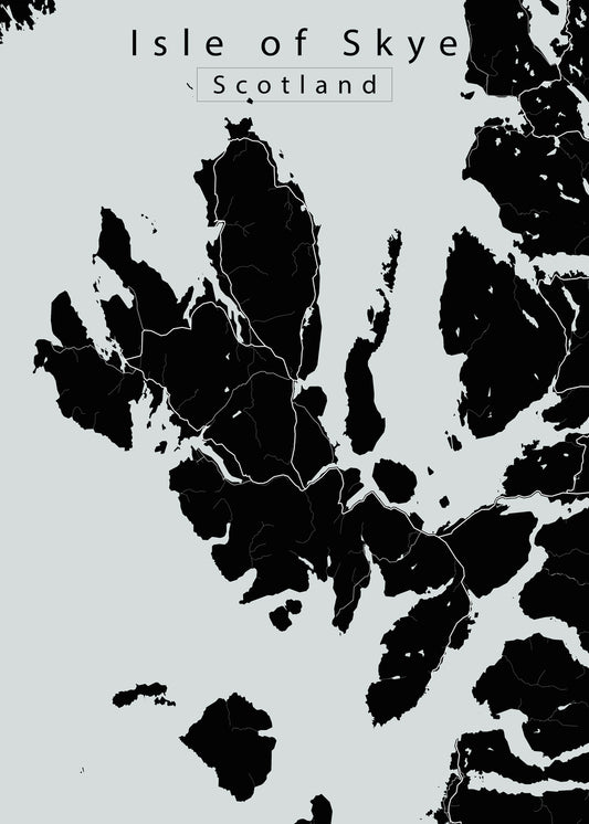 Isle of Skye Scotland Island Map black