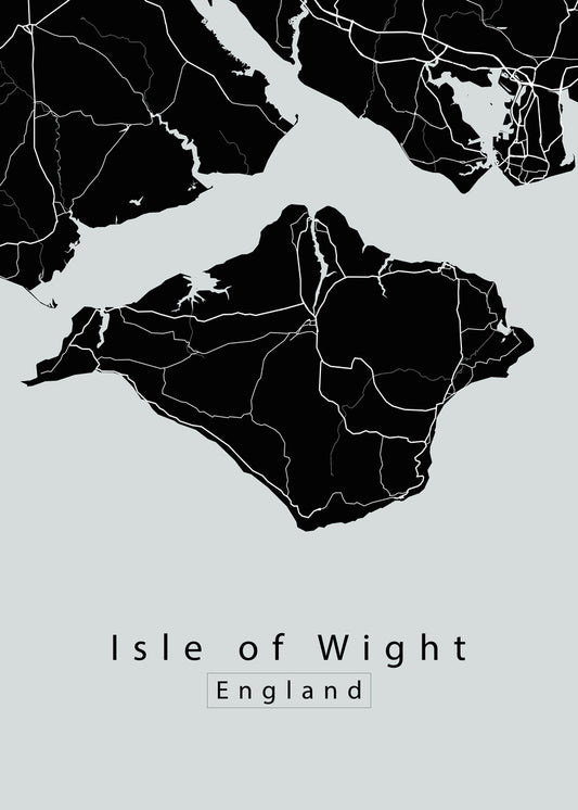 Isle of Wight England Island Map black