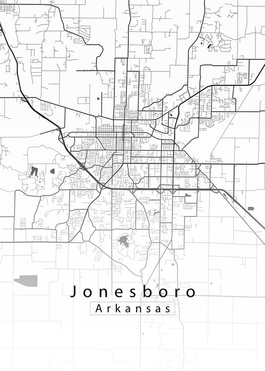 Jonesboro Arkansas City Map white