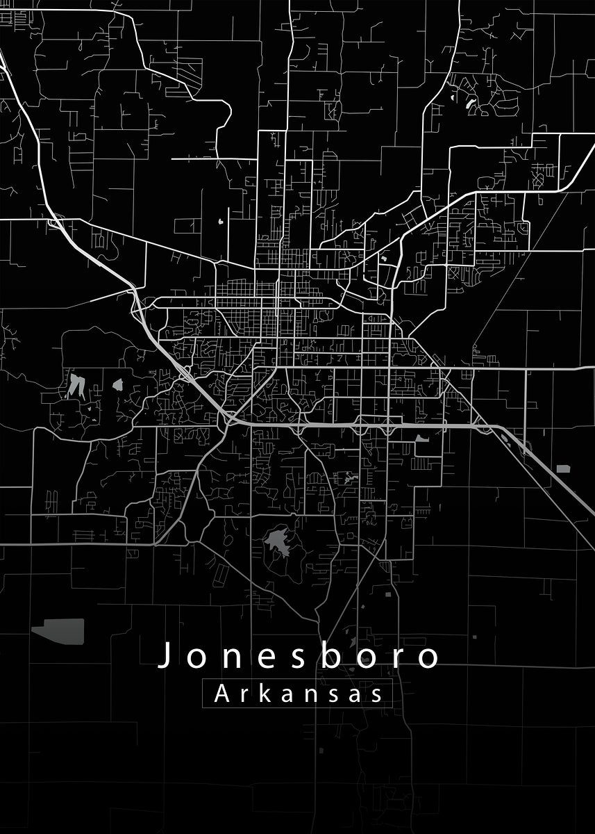 Jonesboro Arkansas City Map black