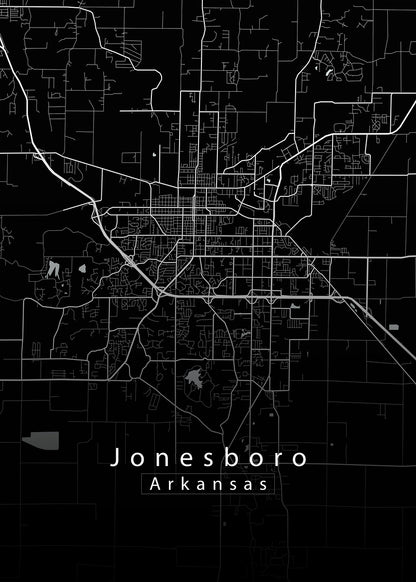 Jonesboro Arkansas City Map black