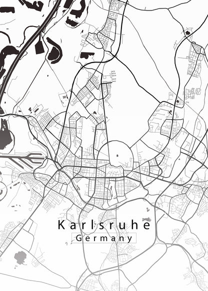 Karlsruhe Germany City Map white