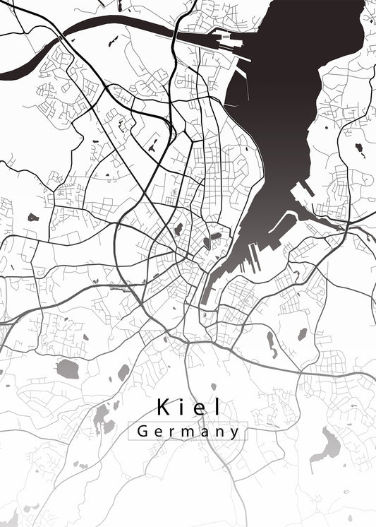 Kiel Germany City Map white