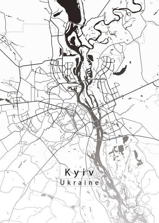 Kyiv Ukraine City Map white