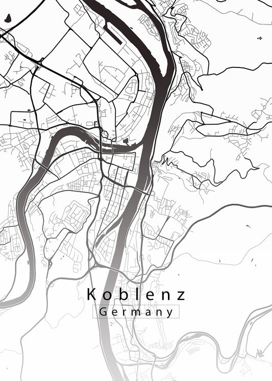 Koblenz Germany City Map white