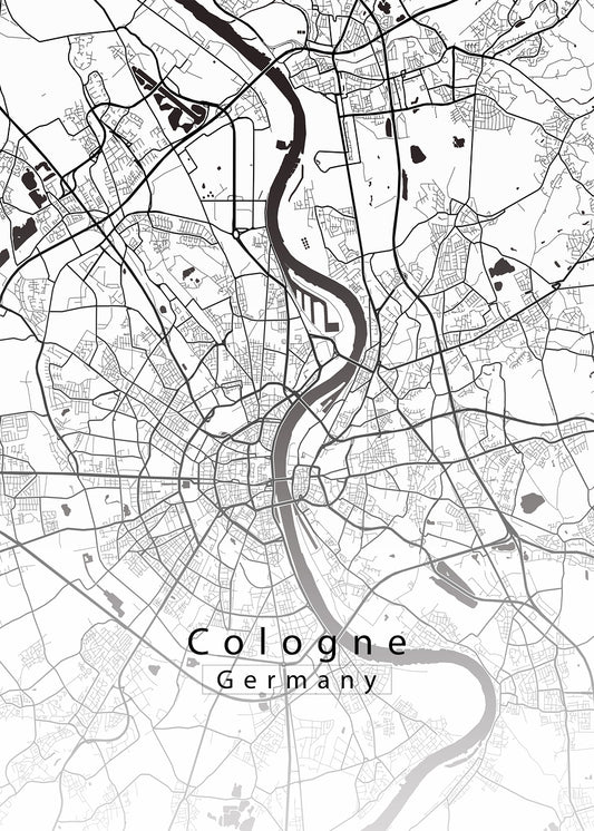 Cologne Germany City Map white