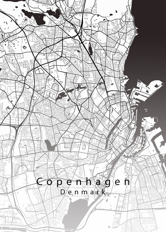 Copenhagen Denmark City Map white