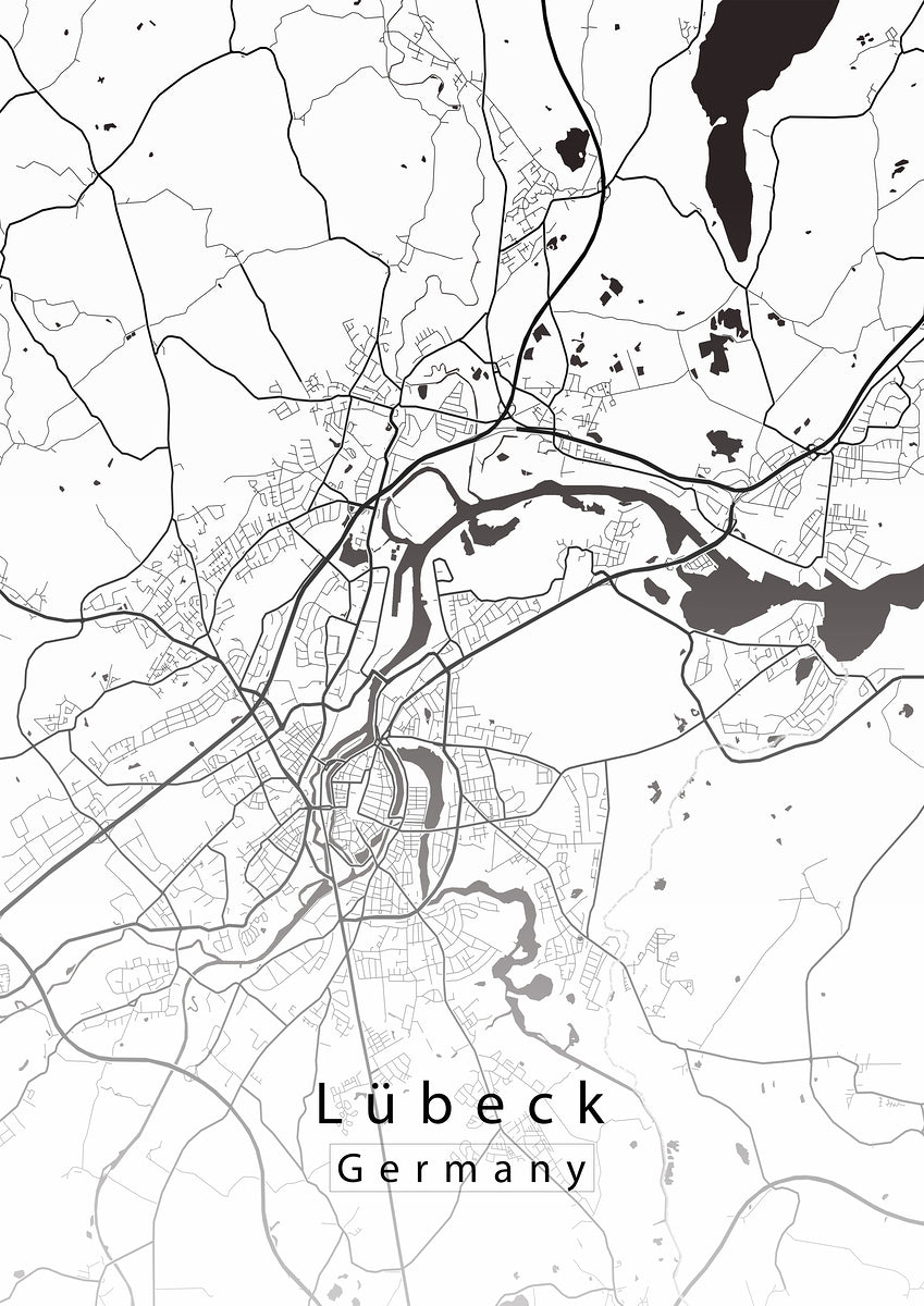 Lubeck Germany City Map white