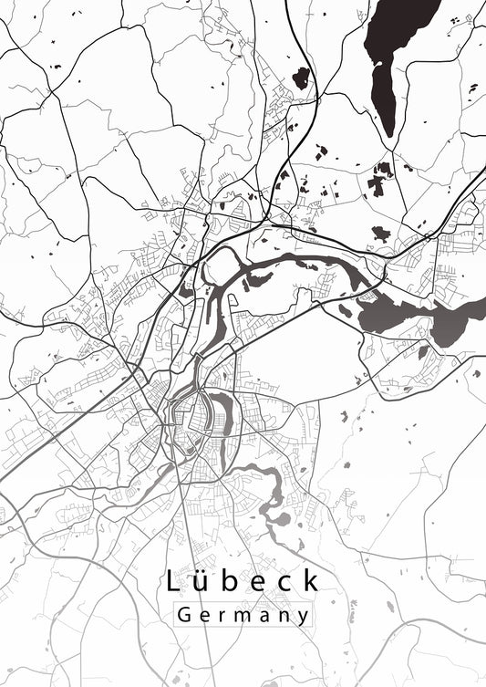 Lubeck Germany City Map white