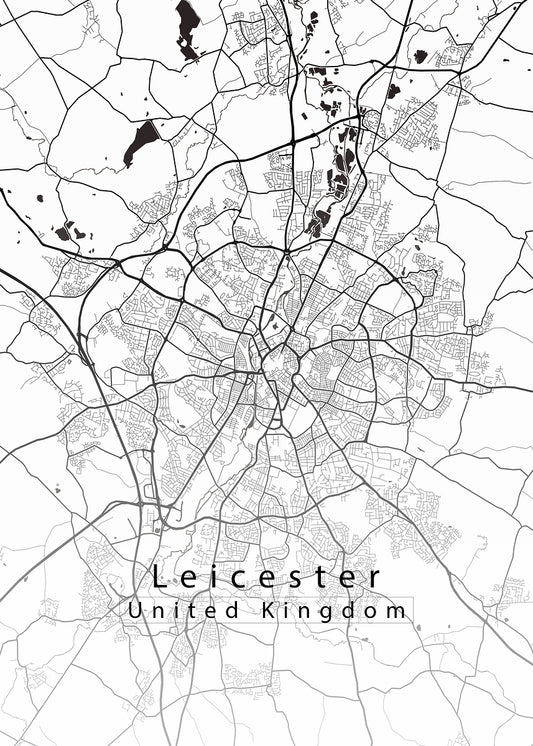 Leicester United Kingdom City Map white